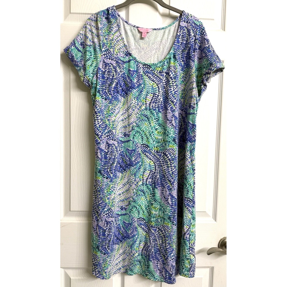 Lilly Pulitzer Tammy short dress size XL blue green gray - Picture 1 of 5